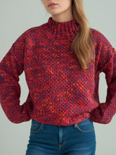 Load image into Gallery viewer, Heathered Turtleneck Dropped Shoulder Sweater
