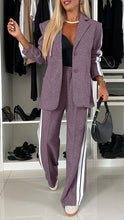 Load image into Gallery viewer, Women's Casual Suit Lapel Single-breasted Jacket And Striped Straight Pants Fashion Sports Trousers Suit Outerwears Clothing
