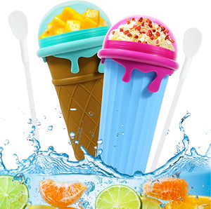 Vaso para granizados de gran capacidad de 500 ml, para exprimir jugos caseros en verano, botella de agua, vaso de arena para batidos congelados rápidamente, pellizco, máquina para hacer granizados mágicos de helado, utensilios de cocina