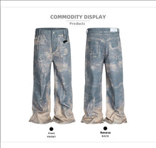 Load image into Gallery viewer, Wide Leg Washed Distressed Pattern Same Neutral Printed Jeans
