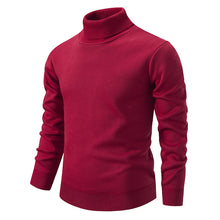 Load image into Gallery viewer, Men's Turtleneck Pullover Sweater Fashion Solid Color Fleece Lined Knitted Long-sleeved Top Clothing
