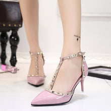 Load image into Gallery viewer, Studded pointed high heels
