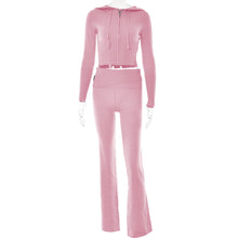 Load image into Gallery viewer, Hoodie Suit Women Leisure Sexy Zip Long Sleeve Sweater And High Waist Long Pants Set
