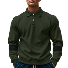 Cargar imagen en el visor de la galería, Fashion Long-sleeved Lapel Polo Shirt With Button Men&#39;s Loose Casual Sports Top Fall Spring Clothing
