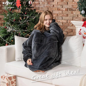 Krifey Wearable Blanket Hoodie, Oversized Sherpa Hooded As Birthday Gifts For Mom Women Girlfriend Men, Cozy Sweatshirt With Giant Pocket