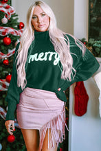 Cargar imagen en el visor de la galería, Double Take Full Size Merry Christmas Turtleneck Long Sleeve Sweater
