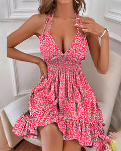 Hot-selling Floral-print Strap Casual Dress