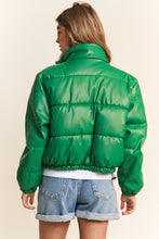 Load image into Gallery viewer, J.NNA Turtleneck Snap and Zipper Closure Crop Puff Jacket
