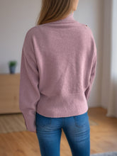 Load image into Gallery viewer, Front Slit Decorative Button Turtleneck Sweater
