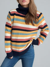 Load image into Gallery viewer, Contrast Stripes Turtleneck Long Sleeve Sweater
