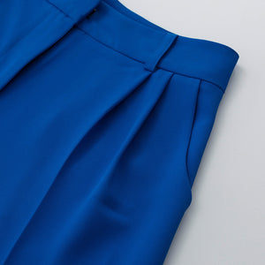 High Waist Loose Klein Blue Casual Trousers Drape Wide Legs