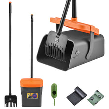 Load image into Gallery viewer, 1Set Pooper Scooper Kit Dog Poop Rake &amp; Swiveling Bin Poop Heavy Duty Pick Up Tool With Extra Long Handle 35 Waste Bags Dispenser
