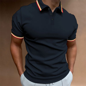 Camiseta tipo polo ajustada con rayas acanaladas para hombre