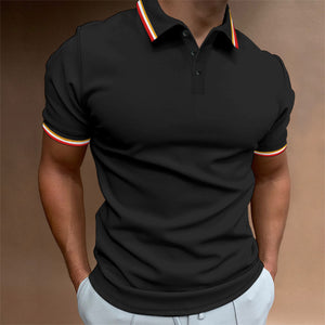 Camiseta tipo polo ajustada con rayas acanaladas para hombre