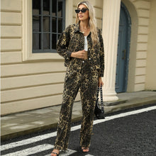 Load image into Gallery viewer, Washed Fashion Leopard Print Denim Jacket Jacket Top
