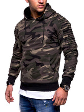 Load image into Gallery viewer, Men&#39;s Hoodie Striped Pleated Raglan Sleeve Hoodie
