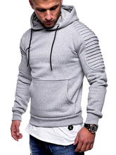 Load image into Gallery viewer, Men&#39;s Hoodie Striped Pleated Raglan Sleeve Hoodie
