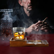 Load image into Gallery viewer, Solid Wood Cigar Ashtray With Drawer And Whiskeycigar Tray
