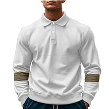 Cargar imagen en el visor de la galería, Fashion Long-sleeved Lapel Polo Shirt With Button Men&#39;s Loose Casual Sports Top Fall Spring Clothing
