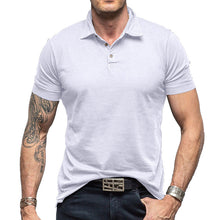 Cargar imagen en el visor de la galería, Camiseta tipo polo de manga corta de color liso para hombre
