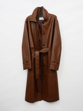 Load image into Gallery viewer, Retro Niche Lapel Waist Belt Single-breasted Long Leather Trench Coat
