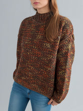 Load image into Gallery viewer, Heathered Turtleneck Dropped Shoulder Sweater
