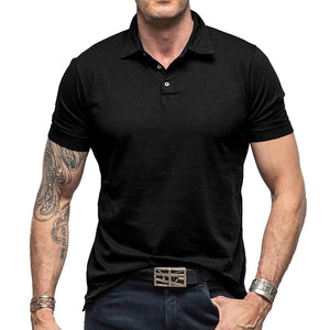 Camiseta tipo polo de manga corta de color liso para hombre