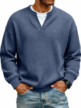 Load image into Gallery viewer, Simple Waffle-Weave V-neck SweatShirt For Men Fall Spring Two-Piece Casual Long-Sleeve T-Shirt For Daily Wear Work Outfit Streetwear
