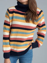 Load image into Gallery viewer, Contrast Stripes Turtleneck Long Sleeve Sweater
