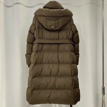 Load image into Gallery viewer, Waist-tight Temperament Mid-length Over The Knee Hood Down Jacket
