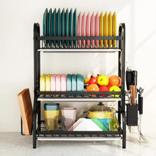 Load image into Gallery viewer, 3 Tier Dish Drainer Rack With Drip Tray Cutlery Holder Plate Rack Kitchen Sink
