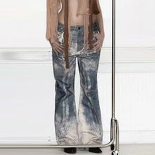 Load image into Gallery viewer, Wide Leg Washed Distressed Pattern Same Neutral Printed Jeans
