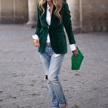 Cargar imagen en el visor de la galería, Gold Velvet Elegant Slim Fit Small Business Suit Coat
