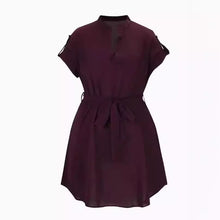 Cargar imagen en el visor de la galería, V-neck Short Sleeve Dress With Belt Summer Fashion Bowknot Dresses For Women Clothing
