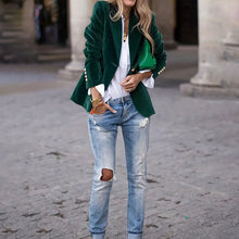 Cargar imagen en el visor de la galería, Gold Velvet Elegant Slim Fit Small Business Suit Coat
