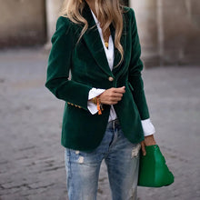 Cargar imagen en el visor de la galería, Gold Velvet Elegant Slim Fit Small Business Suit Coat
