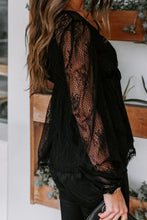 Load image into Gallery viewer, Lace Detail Plunge Long Sleeve Blouse
