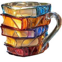 Load image into Gallery viewer, Painted Book Coffee Cup Unique Book Stacking Coffee Cup
