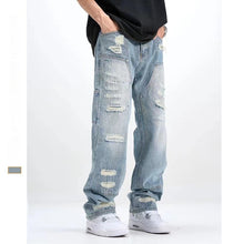 Load image into Gallery viewer, Washed And Frayed Craft Ripped Jeans For Men
