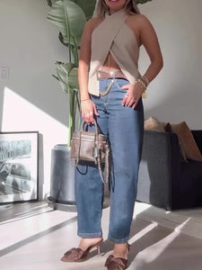 Khaki Cross Sleeveless Vest