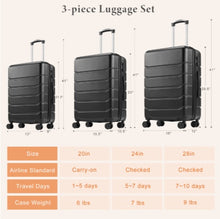 Cargar imagen en el visor de la galería, 20-28 Inch Luggage, Expandable Hardside Suitcase With Spinner Wheels, Hard Shell ABS Durable Lightweight Travel Luggage With TSA Lock, Blue,Black
