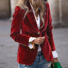 Cargar imagen en el visor de la galería, Gold Velvet Elegant Slim Fit Small Business Suit Coat

