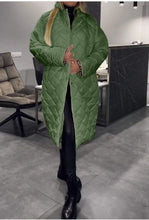 Load image into Gallery viewer, Winter Rhombus Stitching Coat Warm Solid Color Pocket Lapel Long Jacket Women's Clothing
