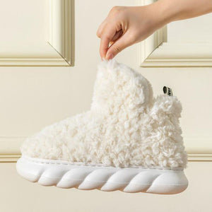 Paquete de invierno con tacón impermeable para uso en interiores y exteriores, lindas zapatillas altas de algodón