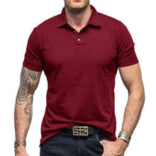 Cargar imagen en el visor de la galería, Camiseta tipo polo de manga corta de color liso para hombre
