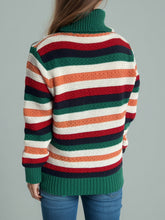 Load image into Gallery viewer, Contrast Stripes Turtleneck Long Sleeve Sweater
