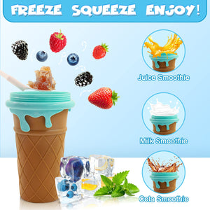 Vaso para granizados de gran capacidad de 500 ml, para exprimir jugos caseros en verano, botella de agua, vaso de arena para batidos congelados rápidamente, pellizco, máquina para hacer granizados mágicos de helado, utensilios de cocina