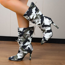 Load image into Gallery viewer, Plus Size Pointed Print High Heel Fashion Boots Women
