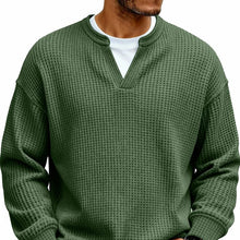 Load image into Gallery viewer, Simple Waffle-Weave V-neck SweatShirt For Men Fall Spring Two-Piece Casual Long-Sleeve T-Shirt For Daily Wear Work Outfit Streetwear
