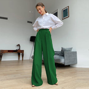 High Waist Loose Klein Blue Casual Trousers Drape Wide Legs